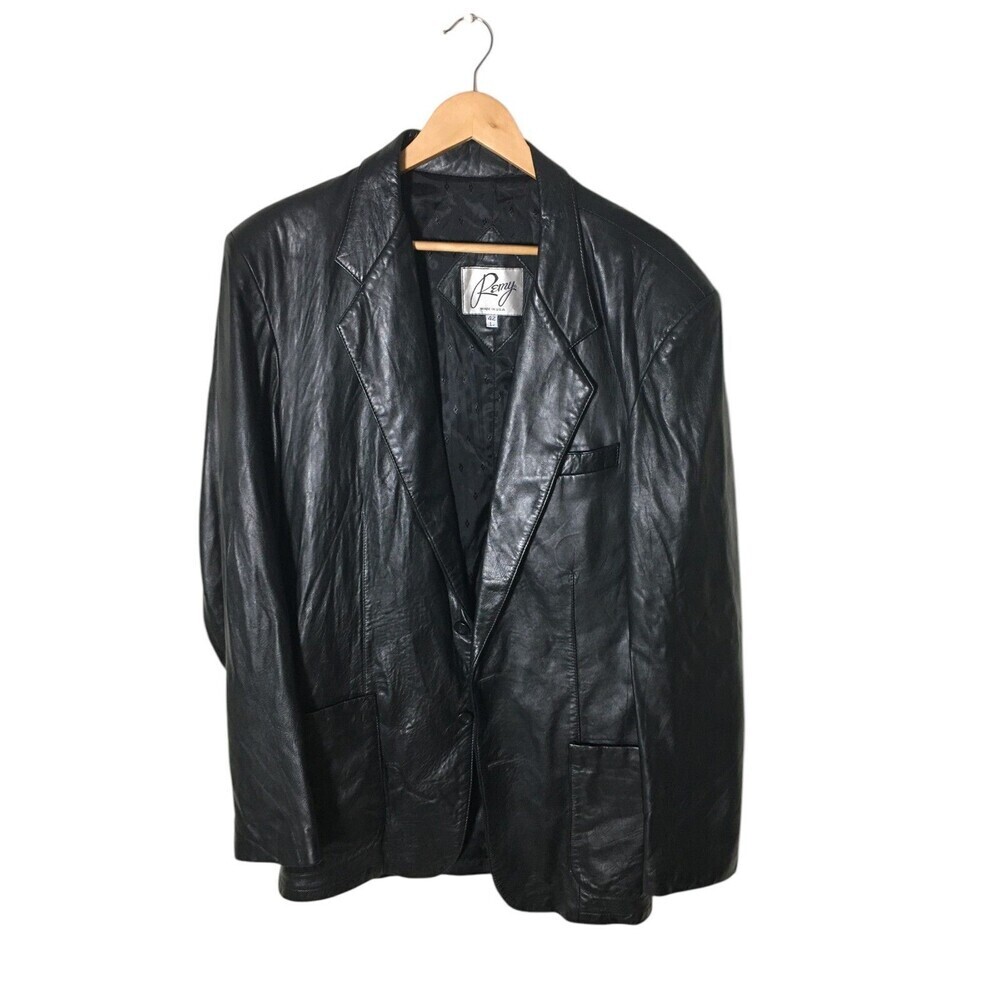 Remy Leather Jacket Men's Size 42 Long Black